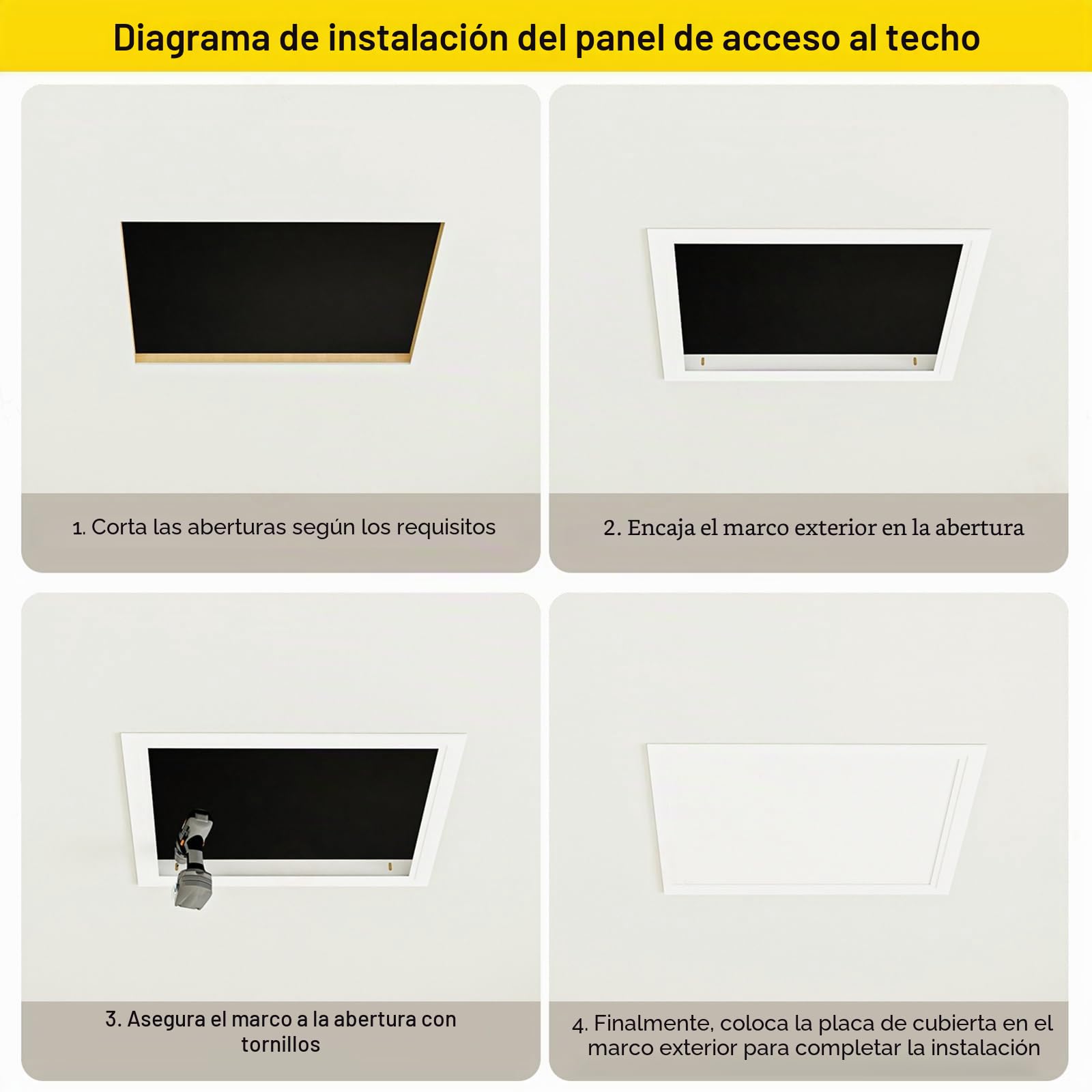 Trampilla Pladur Tapa De Registro 150 200 300 400 500mm, Trampilla De Inspección Empotrada, Tornillos Incluidos, Panel De Acceso Oculto Para Techo Trampilla Pladur(White,30 * 30cm)