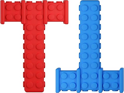 Big Sensory - Ladrillo masticable para niños, niños y niñas, diseñado para dentición, autismo, morder, masticar  Paquete de 2 (rojo y azul)  Knobby