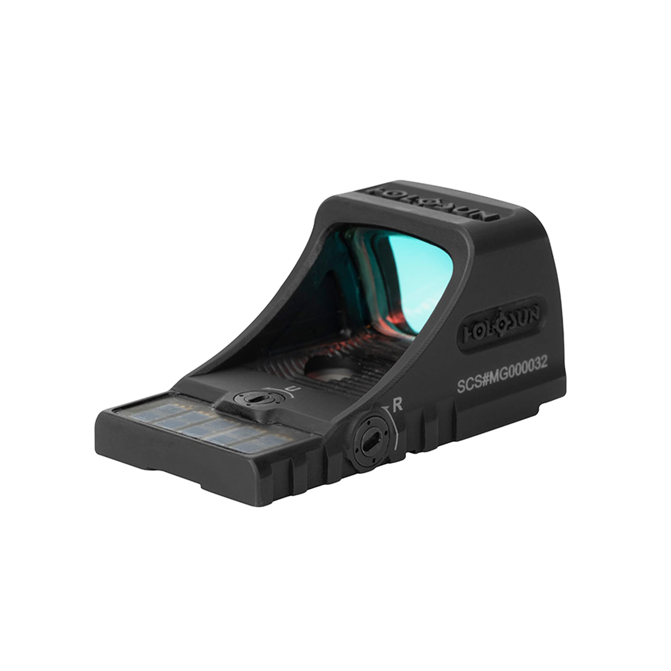 Holosun SCS-MOS-GR 70154184 Visière réfléchissante ouverte + point 2MOA interchangeable, 32MOA, cercle de réticule cellule solaire, noir, chasse, tir sportif, airsoft tactique, mini