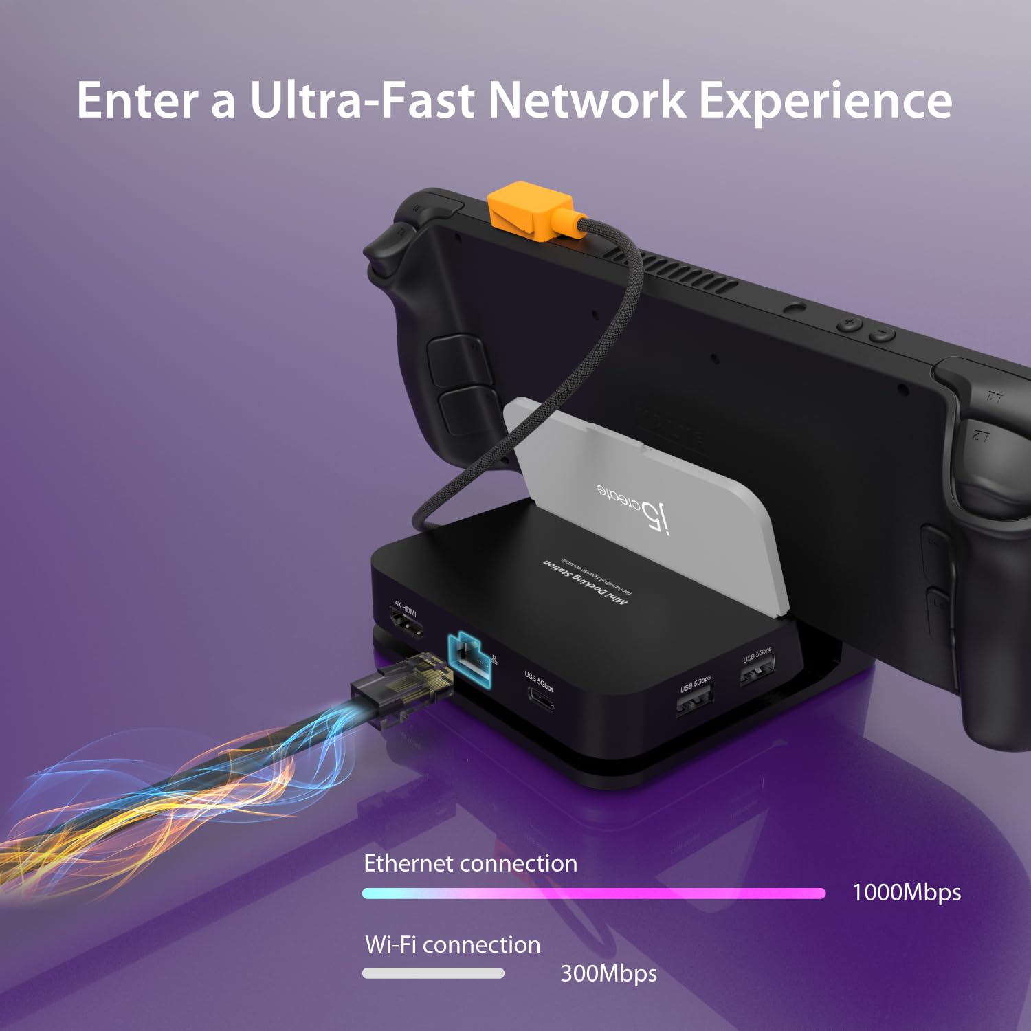 j5create Nintendo Switch 2 Dock Station, anche Omni per Steam Deck, ROG Ally, iPad e altro, 4K@60Hz con ricarica PD da 100 W, Gigabit RJ45 Ethernet, porta USB 3.2 Type A (JCD624)