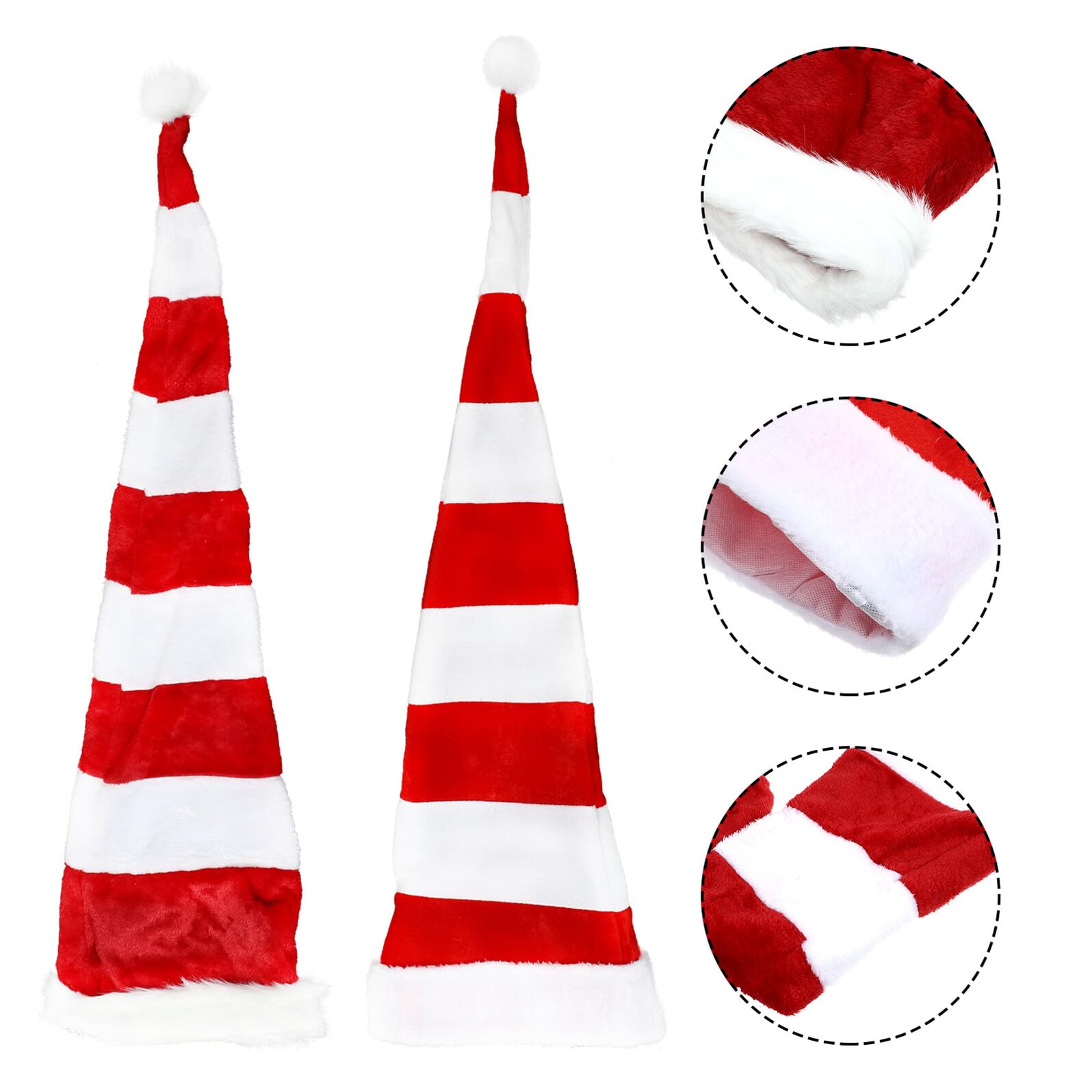 Sewroro Sombreros de Navidad para Fiestas 2 Piezas Gorros de Vestir Rojo y a Rayas Accesorios para Disfraces Navideños Decoración para Eventos y Actuaciones Festivas