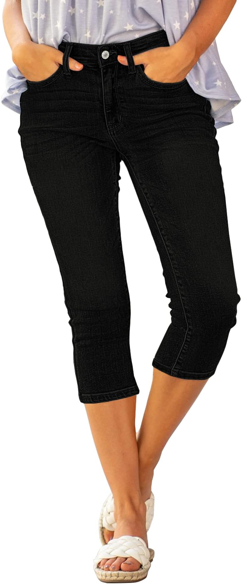 luvamiaWomens Capri Jeans for Women High Waisted Skinny Ripped Jean Denim Pants