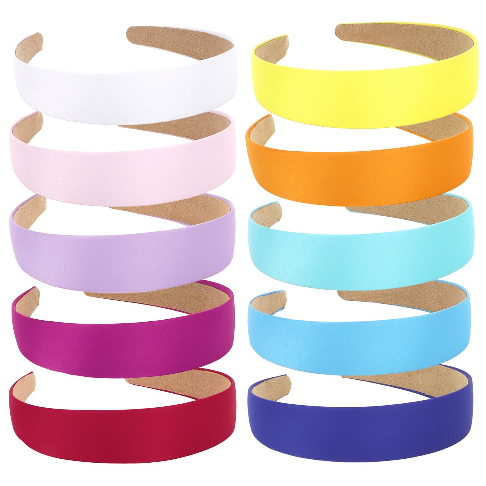 10 Fasce Per Capelli In Pelle Scamosciata Elasticizzate - Larghe 2,5 Cm, Tinta Unita, Multicolore (Rosso, Bianco, Nero, Rosa, Viola, Blu, Verde) Per Donna E Ragazza, Accessori Moda - 5