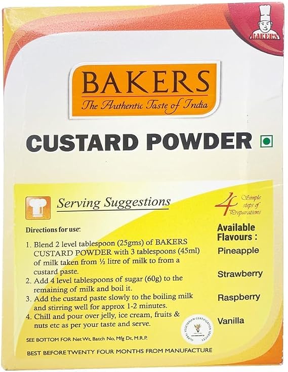 Bakers Mango Flavoured Custard Powder, Tropical & Refreshing Contains No Eggs Easy to Make - 100g (Pack Of 1)