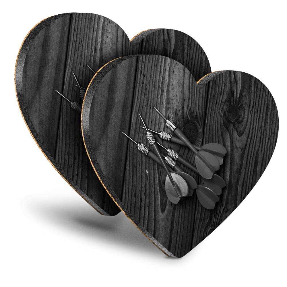 Destination Vinyl Ltd Multicolor Great Coasters (Set Of 2) Heart - Bw - Dart Board Pub Game Sports Darts Drink Glossy Coasters/Tabletop Protection For Any Table Type #36922