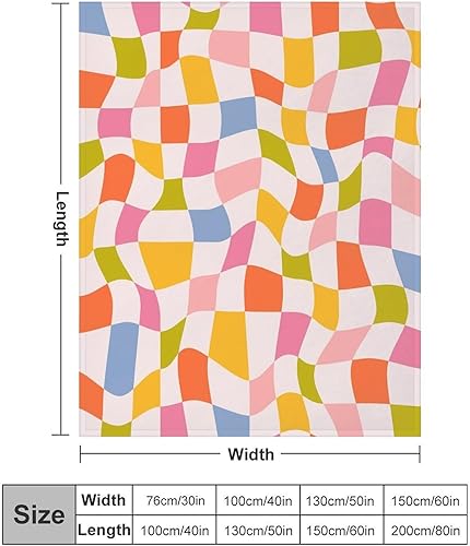Miniatura 2 de Groovy - Manta geométrica, retro hippie de los años 70, patrón de bloque de ondas, suave, cálida y acogedora, fundas de franela de felpa para sala