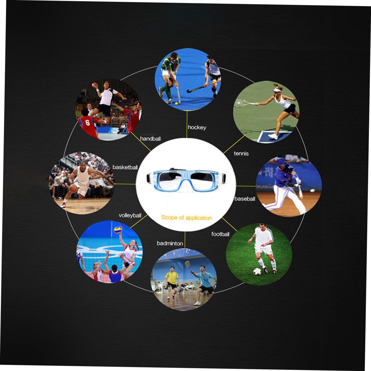 Holibanna Shockproof Sports Goggles for Basketball Soccer Cycling Athletic Eyewear with Detachable Strap Glare Lens for Outdoor Activities Blue