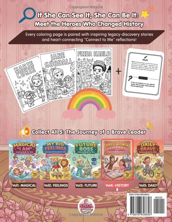 BRAVE WOMEN HISTORY Coloring Book for Girls: 40 Inspiring Female Pioneers in STEM, Arts, Justice, and Adventure to Build Confidence and Big Dreams (Ages 4–8) (Brave Girls Collection (Sisol Studio)) image 3