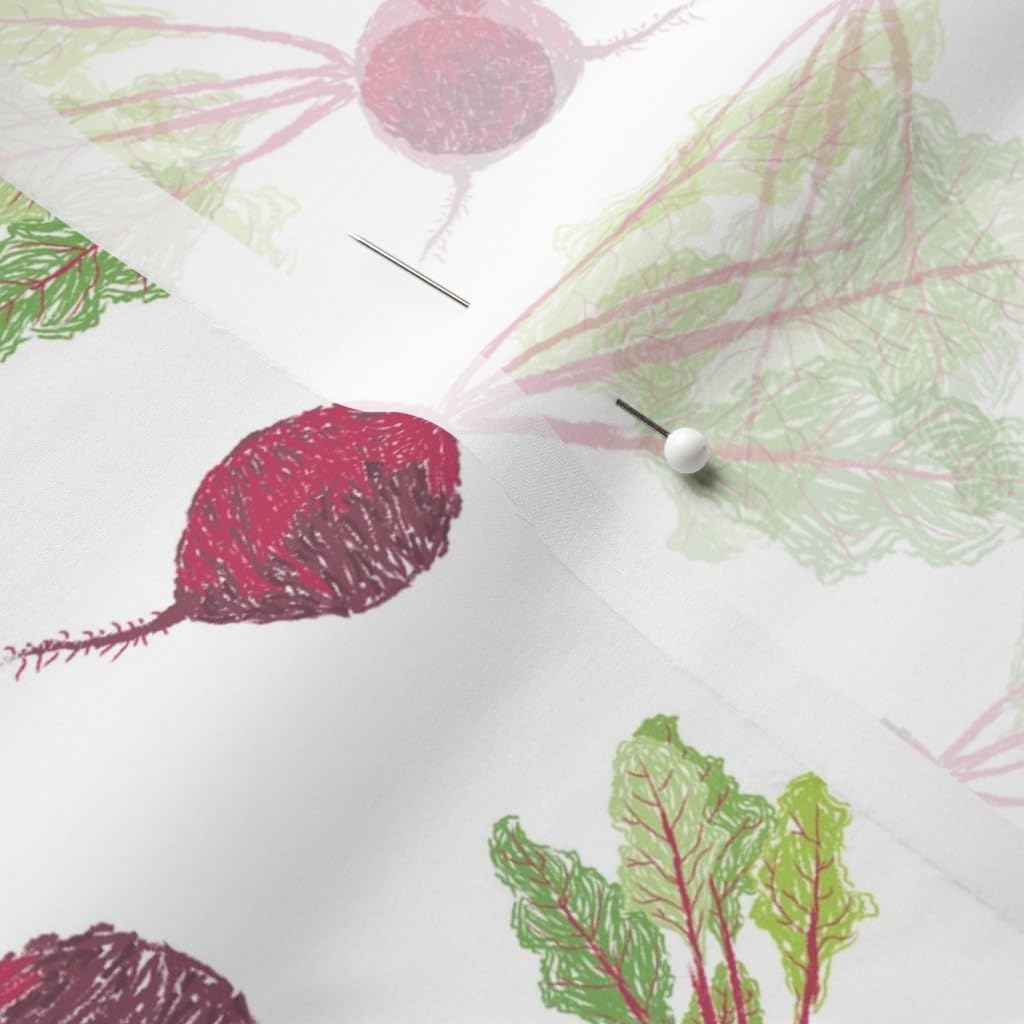 Spoonflower Fabric - Beet Radish White Vegetable Food Kitchen Cooking Veggies Chef Cook Printed on Chiffon Fabric by The Yard - Sewing Fashion Apparel Dresses Home Decor