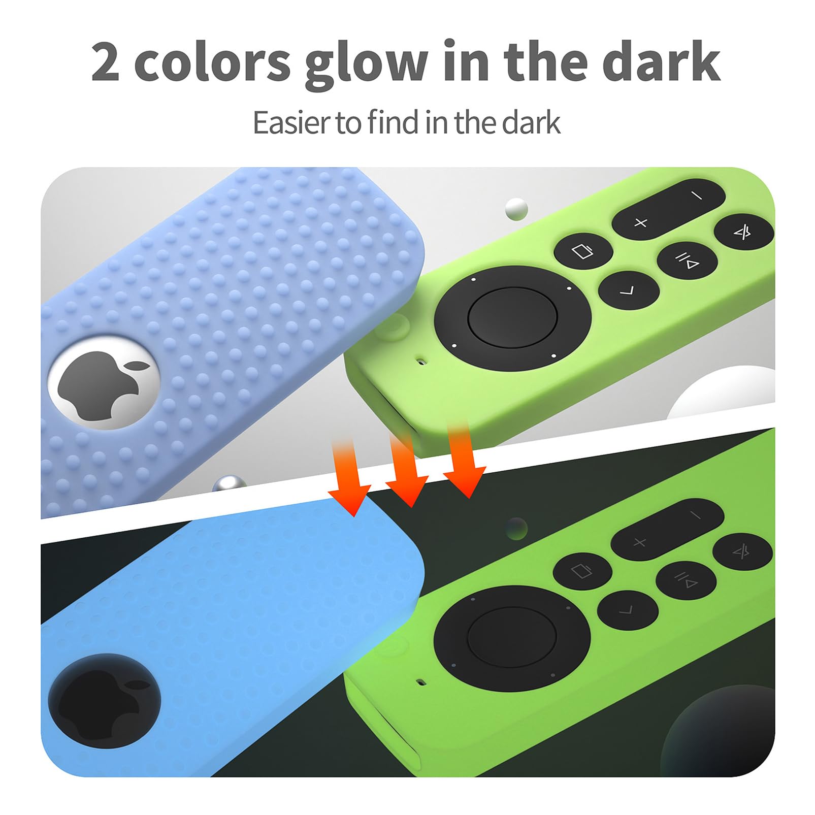 Hi Color Silicone Cover Compatible with Apple TV Siri Remote 3rd 2023 Shockproof Protective Case for Apple TV 4K 2nd 2021 Remote Sleeve with Lanyard (Luminous Green)