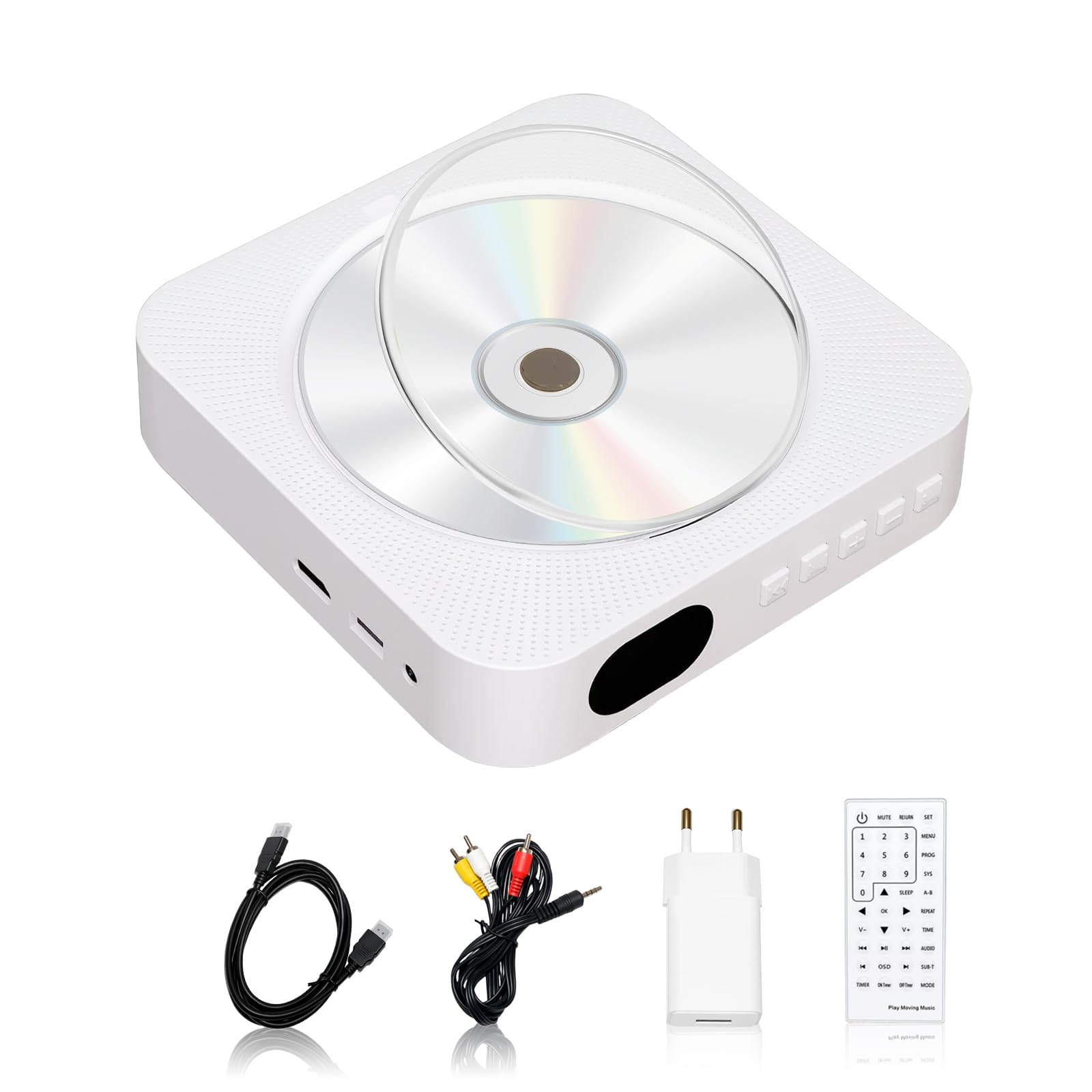 Lettore DVD per TV e Lettore CD con Bluetooth Lettore DVD | Lettore DVD/CD Portatile con cavo HDMI e AV Memoria, del punto di interruzione, Altoparlante HiFi Integrato, FM Radio