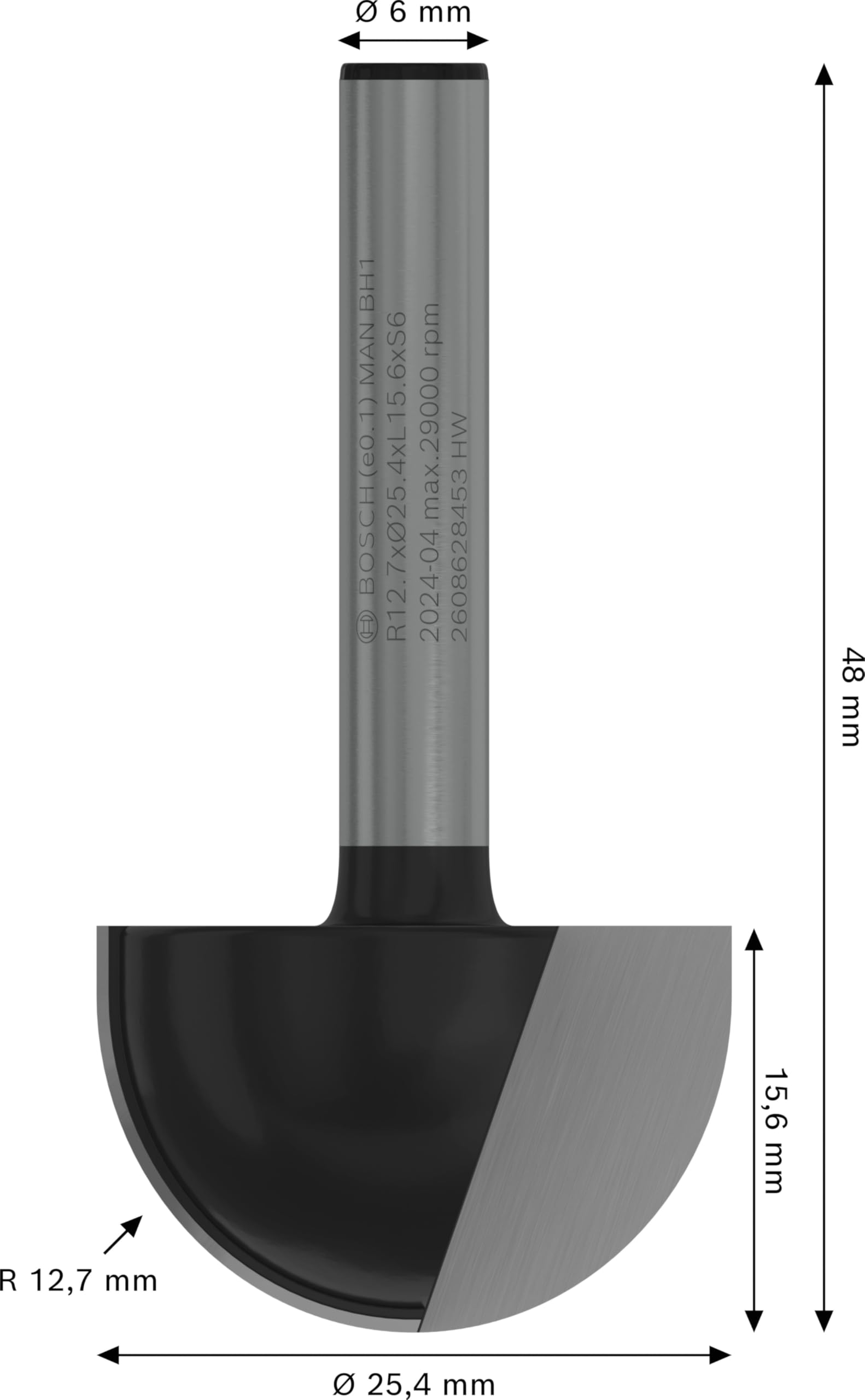 Bosch 1x PRO Hohlkehlfräser (für Weichholz, Hartholz, Ø 25,4 mm, Professional Zubehör Handfräse, Kantenfräse)