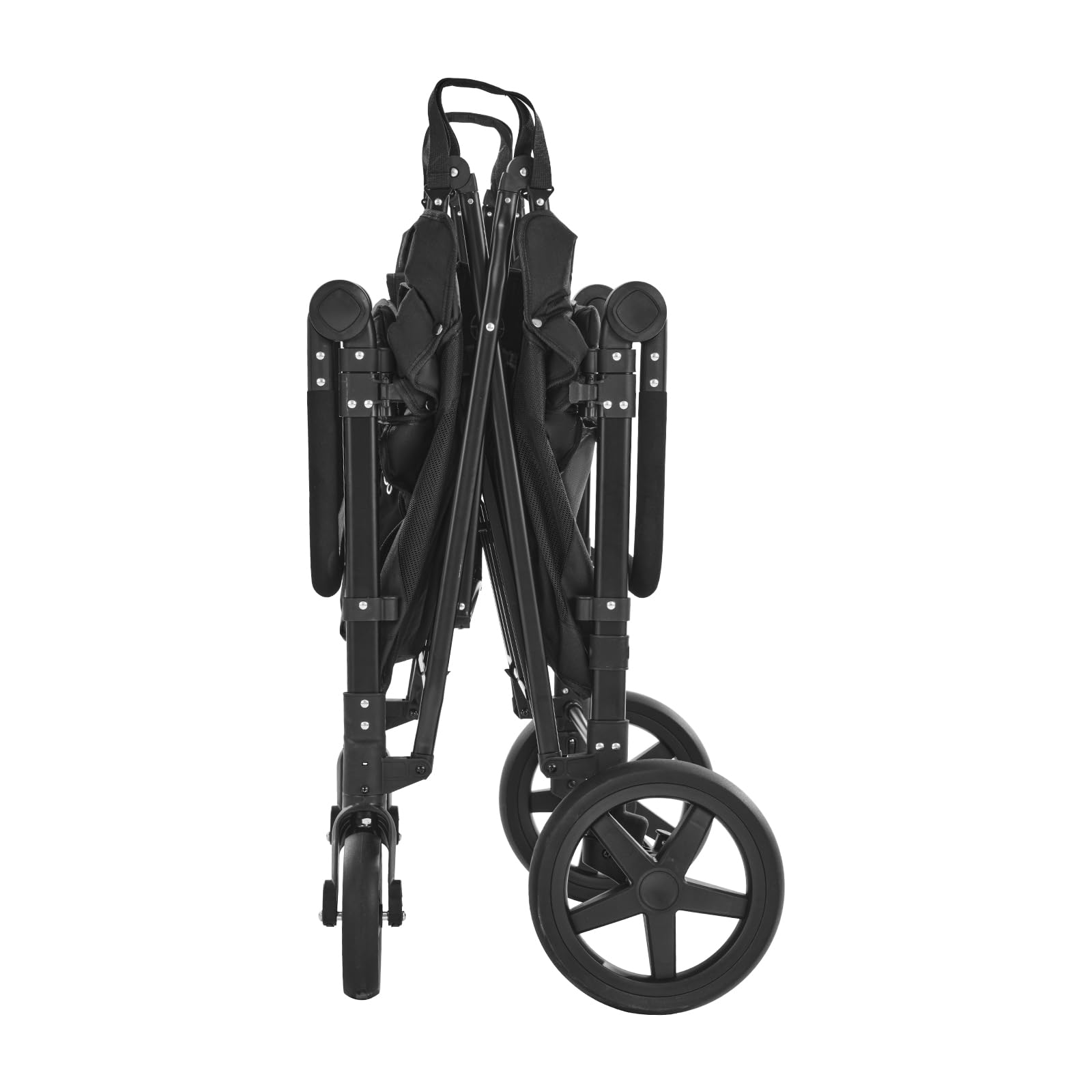 VEVOR Passeggino a Quattro Posti per 4 Bambini, Pieghevole con Maniglia Regolabile, Imbracatura di Sicurezza Tettuccio Rimovibile, Passeggino Bambini Comodo Resistente, Nero, Carico 150 kg