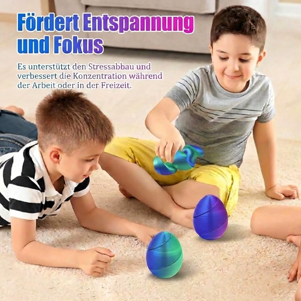 Twisty Fidget Egg, 3D Printed Slippery Egg Fidgets, Twisty Fidget Eggs, 3D Printed Slippery Fidget Egg, Easter Egg Toy, Rotating Fidget Puzzle Toy for Stress Relief for Children (B)