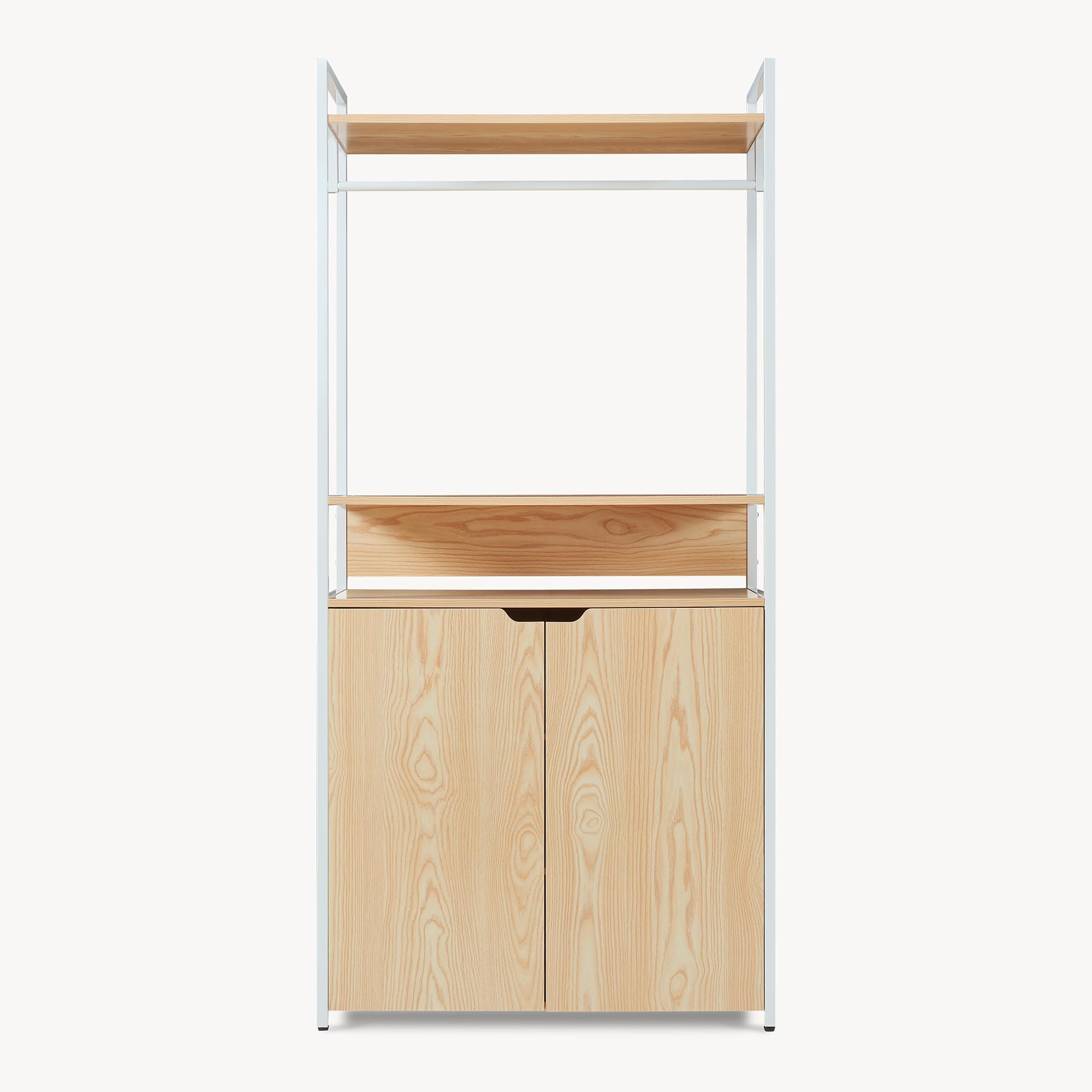 [en.casa] Perchero Burro Larem de Estructura Metálica con Barra y Estante Superior Burro Ropa con 1 Compartimento Abierto y 3 Cerrados Armario para Entrada 180 x 84 x 40 cm - Efecto roble