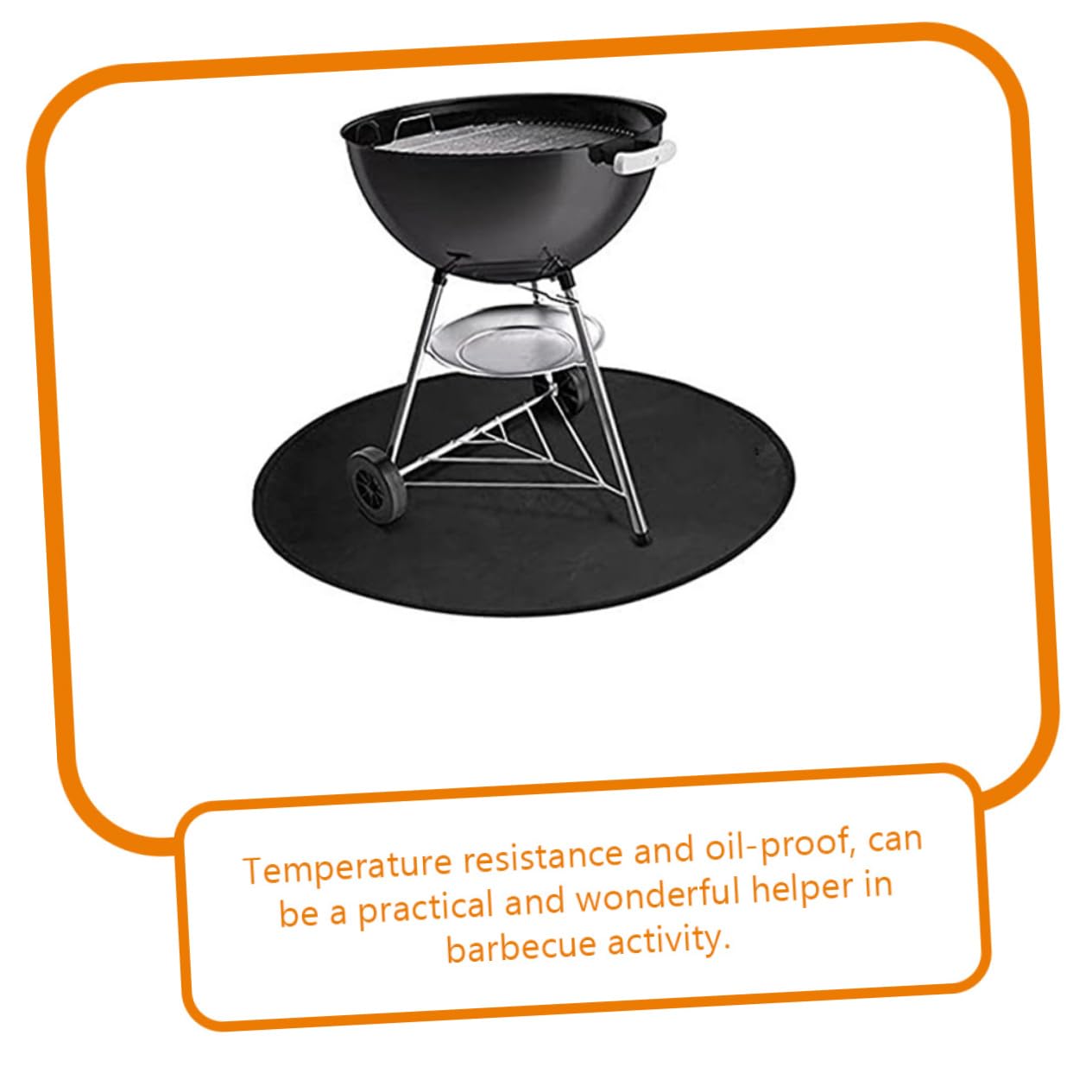 Tapis de Feu Extérieur Rond Noir, Silicone et Fibre de Verre