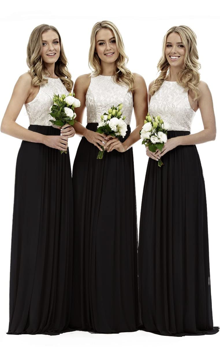 Lecureler Long Lace Prom Bridesmaid Dress Black Size 12