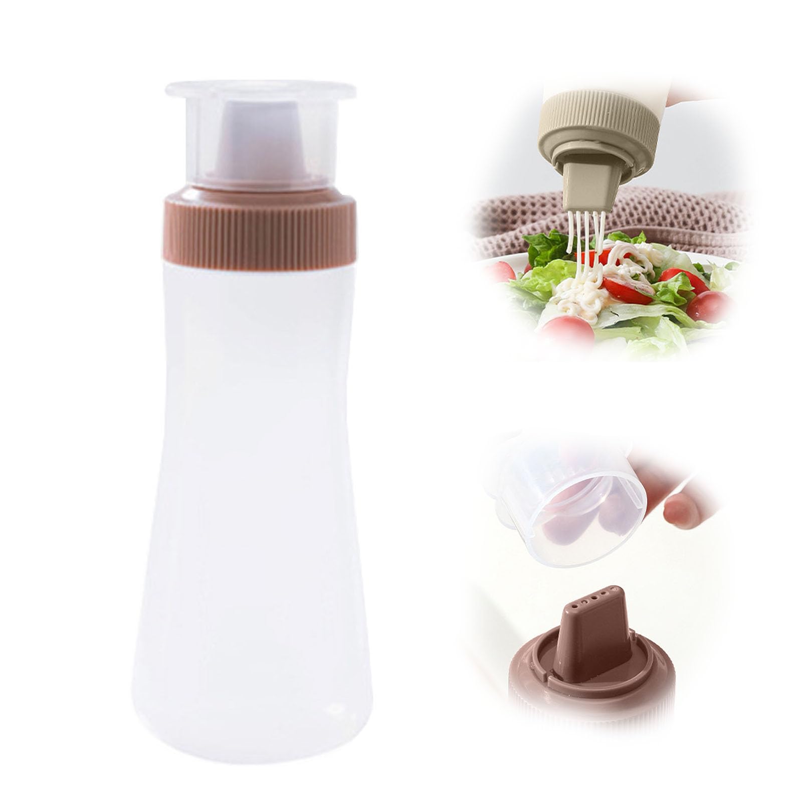 OUYAOAUA 5 Squeeze Holes Sauce Squeezing Bottles, 5 Squeeze Ports Condiment Squeezing Bottles With Cap, Condiment Bottles Squeezing For Icing Liquids Ketchup, Mayonnaise, Mustard, Syrup 350ml (Pink)