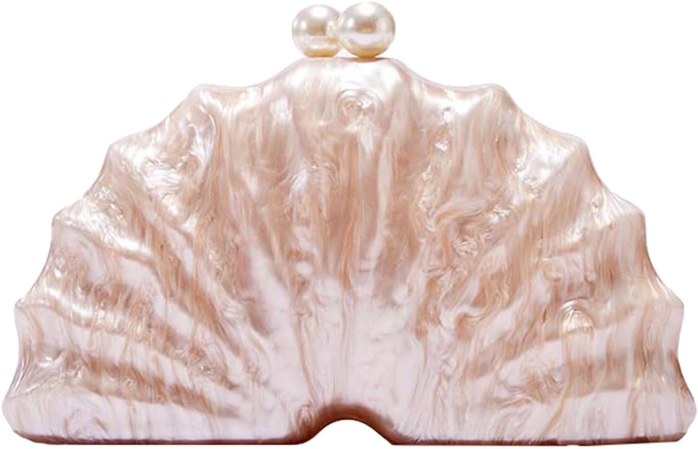 Womens Acrylic Shell Purse Evening Clutch Acrylic Evening Handbag Seashell Bag Clutch Chain Shoulder Bag Party Purse