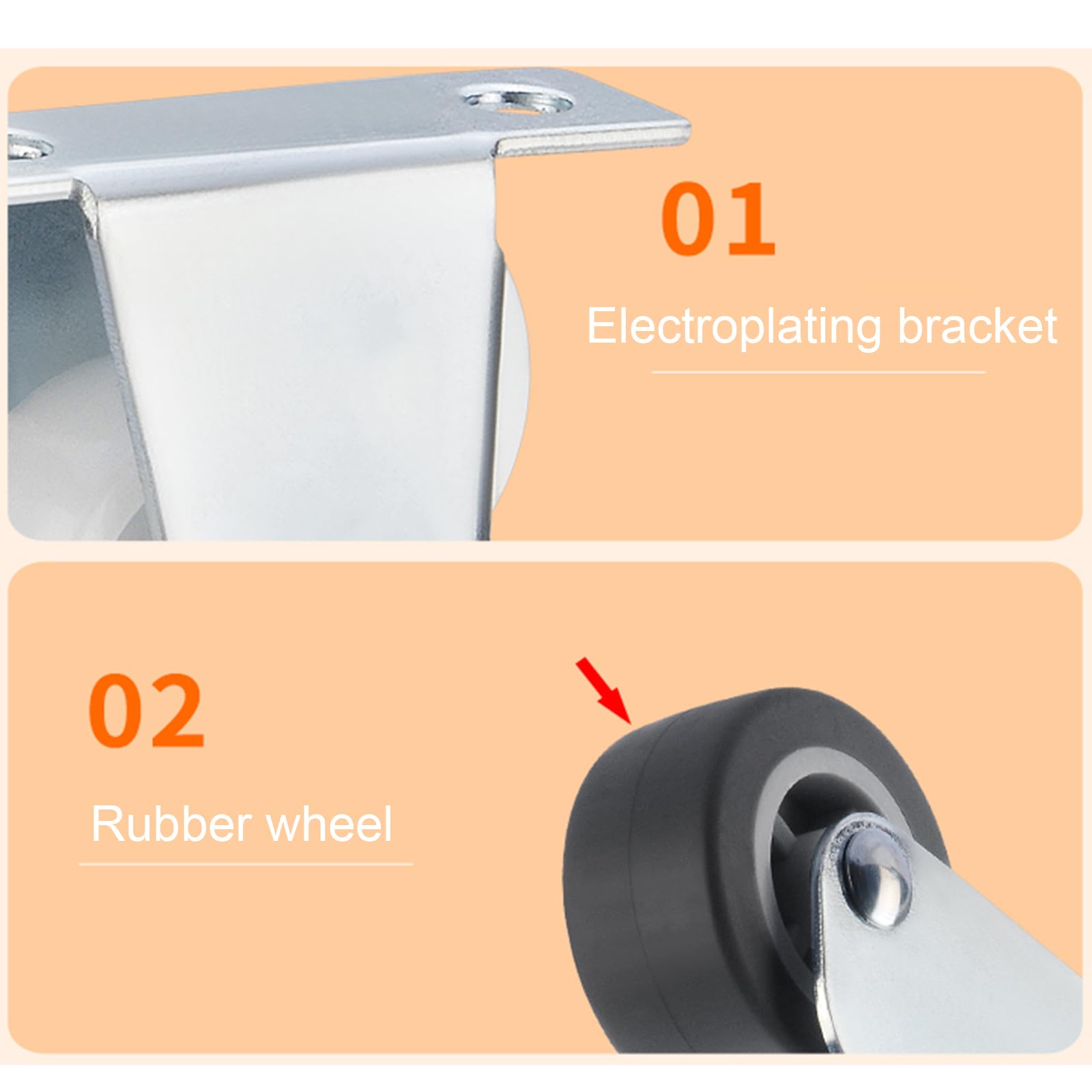 4 Roue Directionnelle Roues De Guidage Roues De Tiroir En Caoutchouc Chariot Poulie De Lit