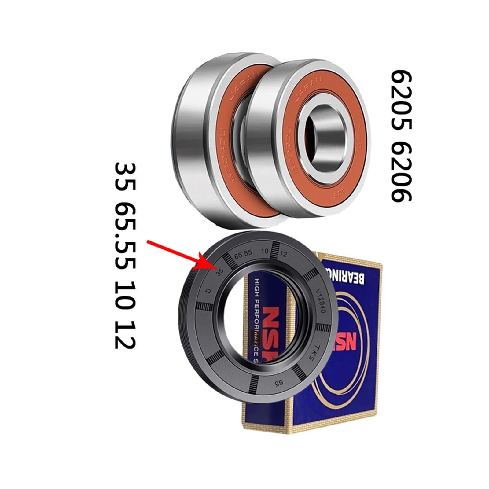 Rodamientos De Lavadora (+ 6205 6206 35 65,55 10 12，Compatible Con Samsung