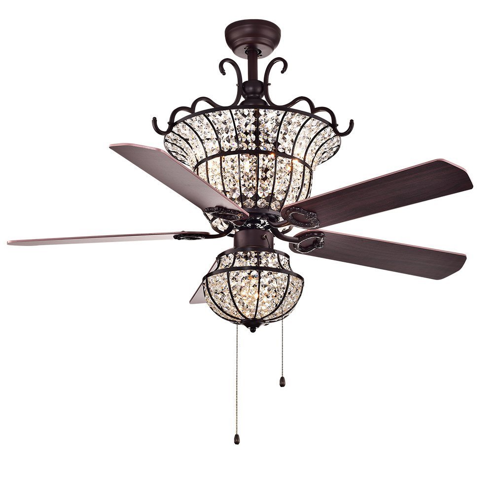 Cfl-8154Br Charla 4-Light Crystal 52 Inch Chandelier Ceiling Fan