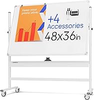 KAMELLEO 48x36 Rolling Dry Erase Board - Magnetic Double-Sided Portable Whiteboard with Stand & Locking Wheels for Office, Classroom, Home