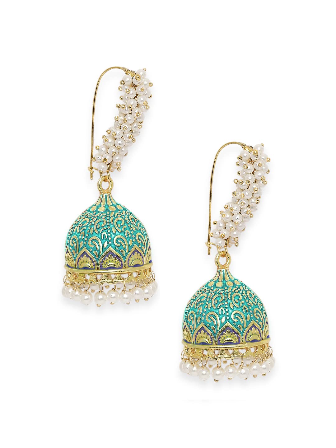 OOMPHelicious Jewellery Pink Meenakari Enamel Pearls Ethnic Jhumka/Jhumki Earrings for Women & Girls (Style 6) (B0B3675LFK) Amazon Price History, Amazon Price Tracker