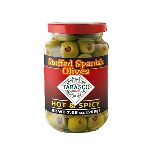 Tabasco - Aceitunas españolas rellenas de 7.05 onzas (7.05oz) (paquete de 12)