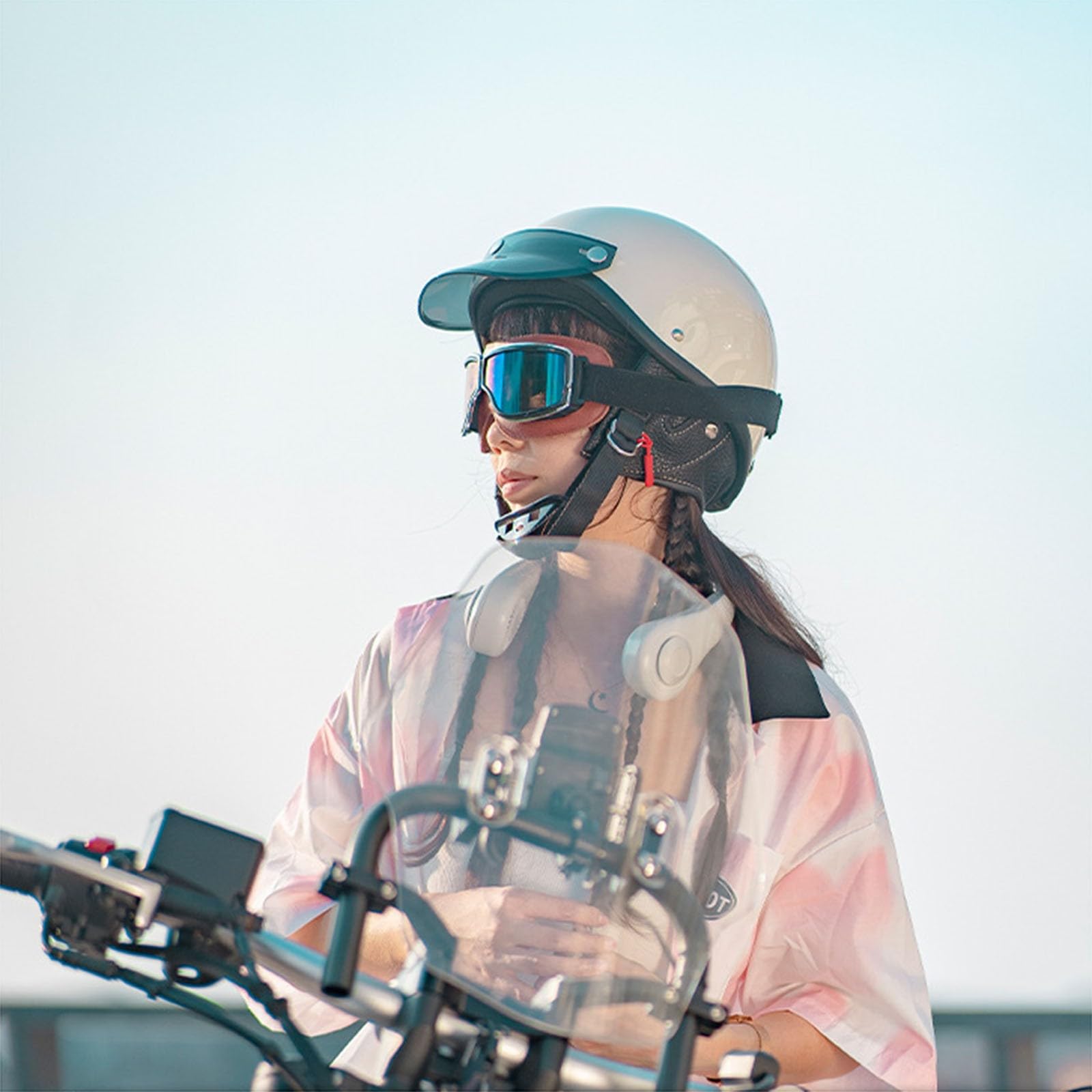 Niemiecki kask motocyklowy w stylu vintage, z krawędzią, wbudowana osłona przeciwsłoneczna, regulowany pierścień w kształcie litery D, dopuszczony ECE, dla dorosłych, mężczyzn, kobiet, cruiser, skuter