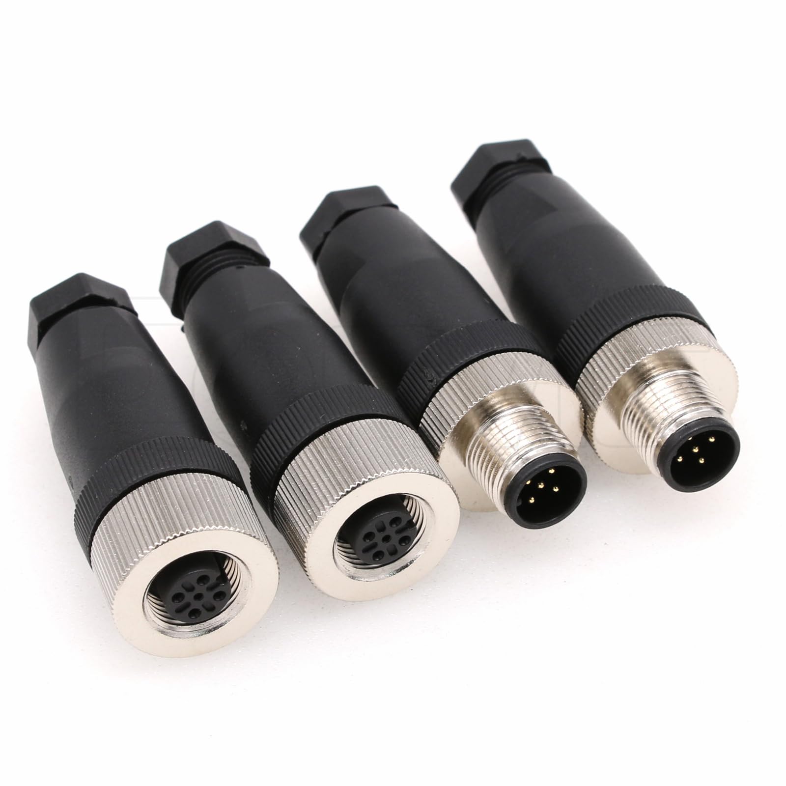 2 Sets M12 5 Pin Male &amp; Female A Code Circular Aviation Plug Industrial Sensor Connector 60V 4A Waterproof Straight 12mm Connector Plug Cable Adapter