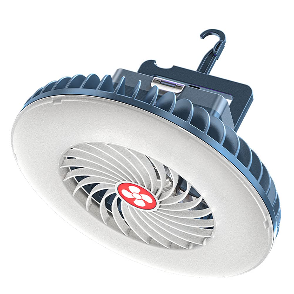 Camping Fan with LED Lights Rechargeable Emergency Lantern Tent Lights ,2 Light Modes ,3 Wind Speed ,Power Display, Waterproof