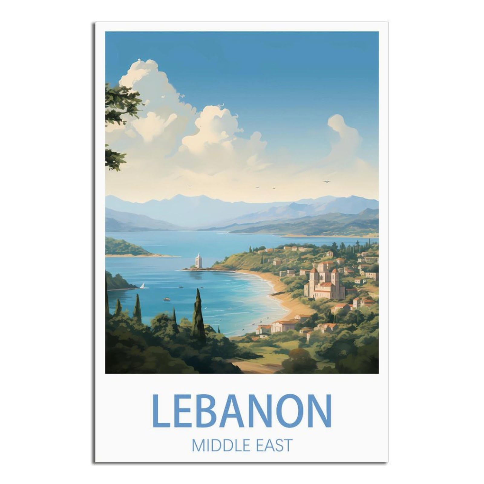 HYBFQXELL Lebanon Middle East Vintage Travel Poster Landscape 08x12inch(20x30cm) Canvas Art Posters And Wall Art Pictures Prints Modern Family Bedroom Decor Posters