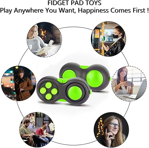 Miniatura 4 de Mini Fidget botón controlador pad juguetes para niños adultos con ansiedad y autismo (negro y verde)