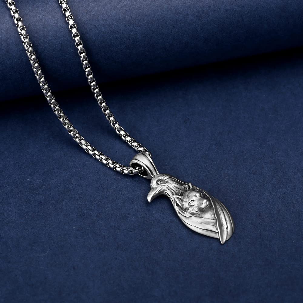 Collana Con Ciondolo Aquila, Collana Con Amuleto Totem Lupo Celtico Vintage Aquila Vichinga, Regalo Gioielli Lupo Animale Punk Da Ragazzo Da Uomo
