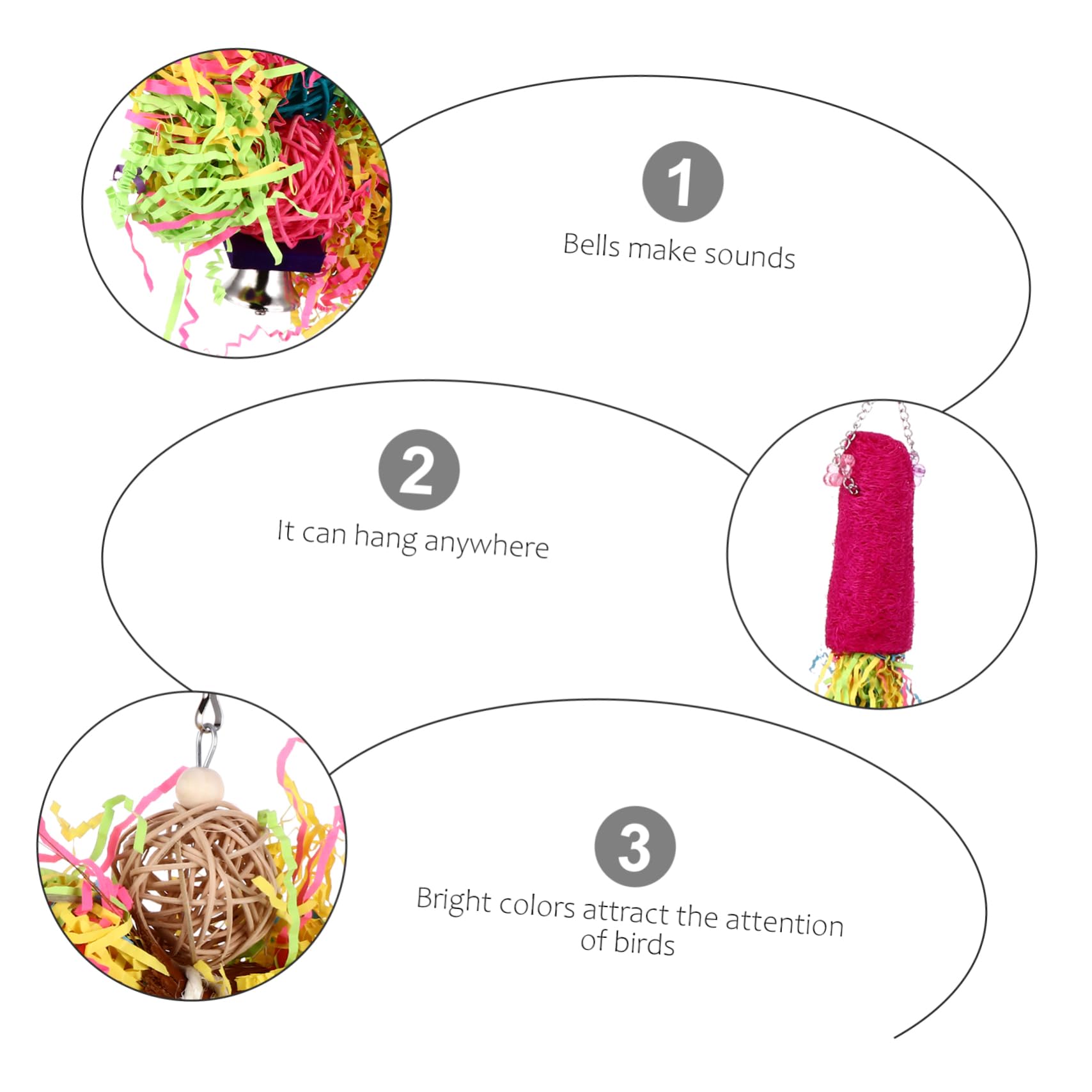 Yardwe 6piezas Juguetes para Aves De Lijado Accesorios Colgantes para Jaulas De Periquitos y Juguetes De Masticación Interactivos para