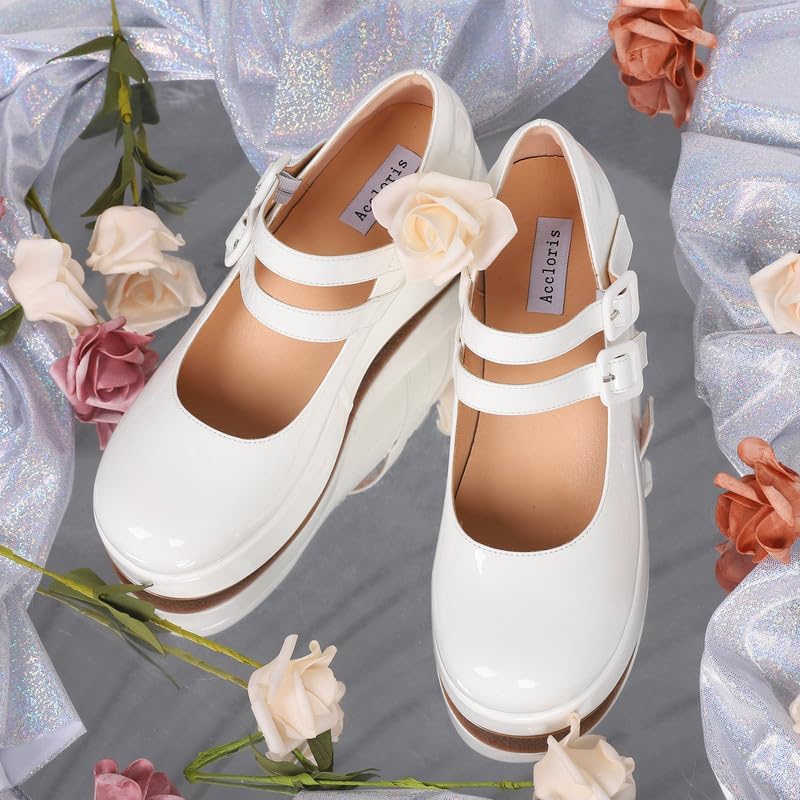 Platform Mary Jane Shoes Women Girls,Ankle Strap Round Toe Goth Chunky Uniform Dress Pumps Shoes Oxfords - Image 6