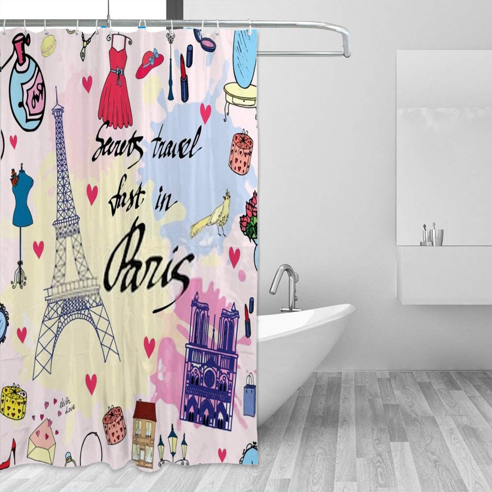 Rideau de douche textile Paris Glamour pour une déco de bain chic