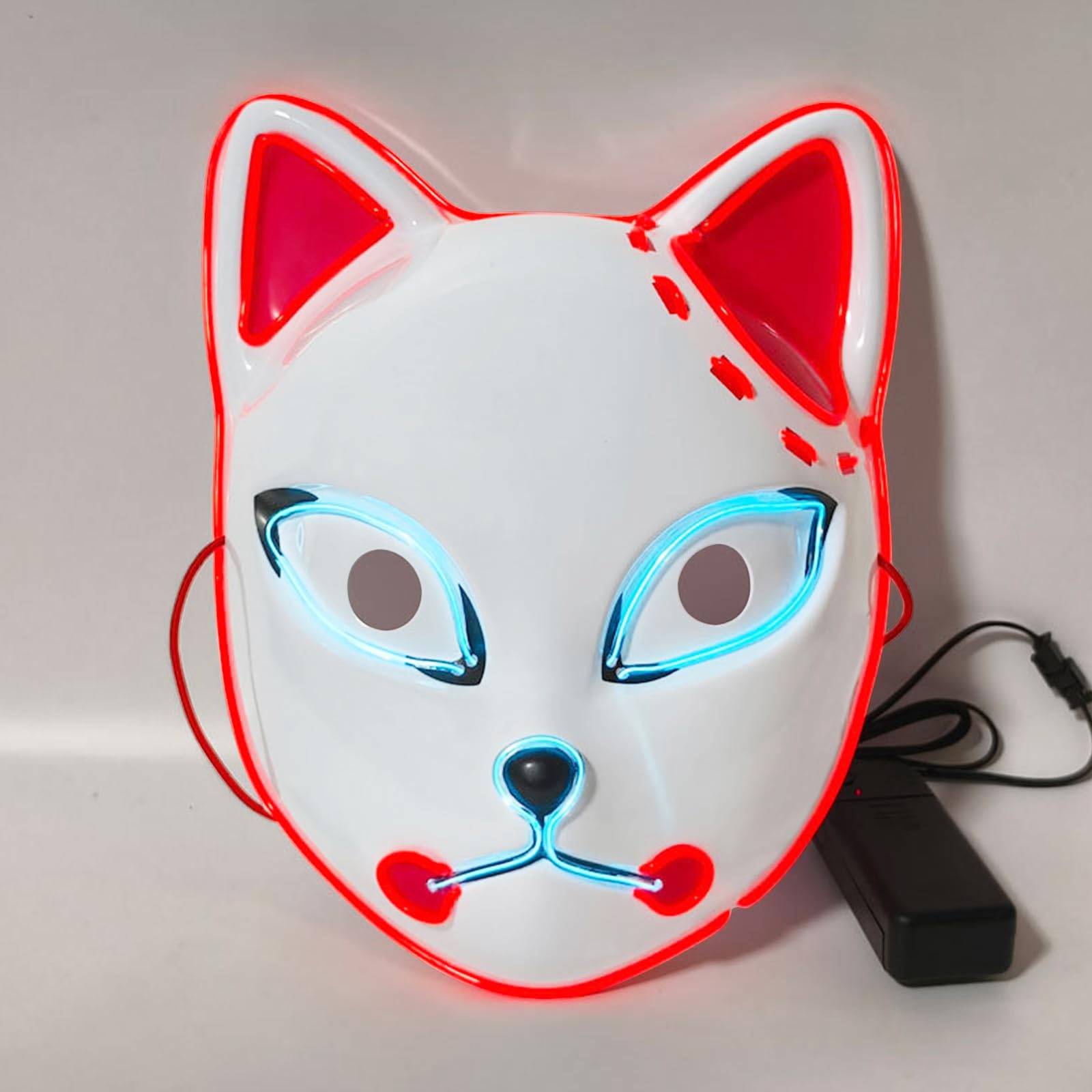 Halloween Mask with LED Lights - Scary Light-Up Mask for Costume Parties Cosplay, Masquerade & Carnival Festivals (white B) - Image 3