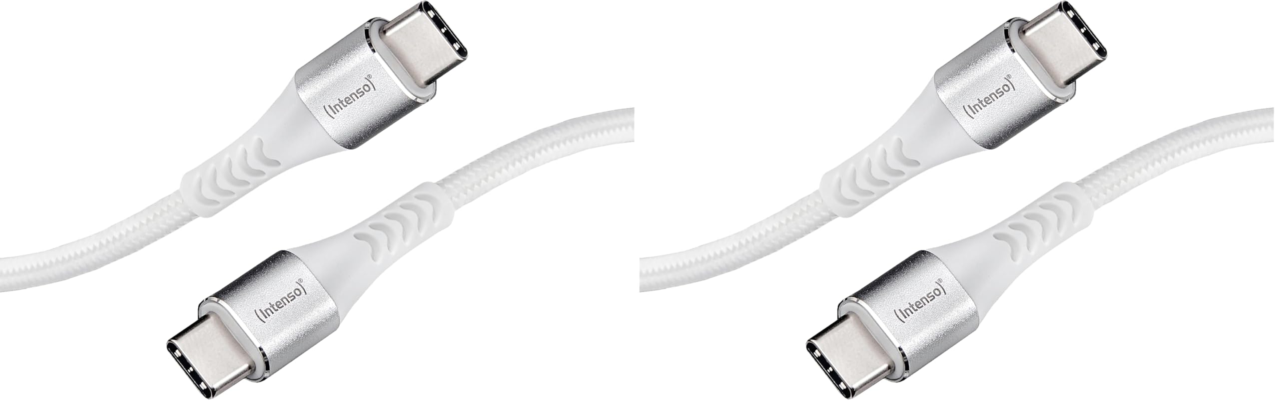 Intenso C315C USB-C auf USB-C Kabel, 60W Schnellladen, 1,5 m, für iPhone, Samsung Galaxy, Macbook, Laptop, iPad, weiß (Packung mit 2)