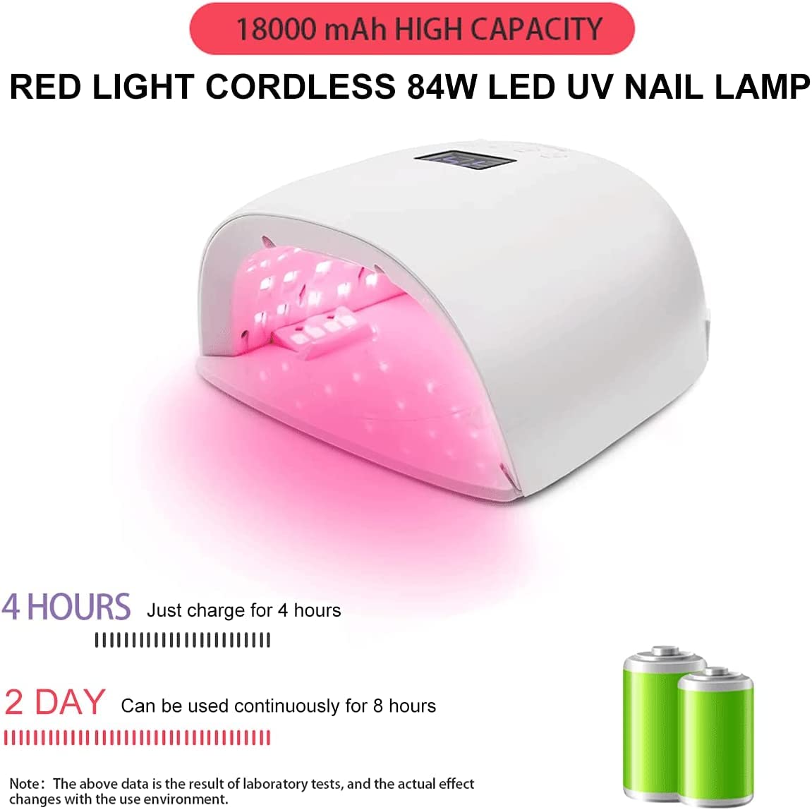 Lámpara de uñas Secador de uñas Lámpara de uñas LED UV inalámbrica, lámpara de curado recargable con batería de 18000 mAh, luz UV rápida profesional con 4 sensores automáticos de ajuste de temporizado