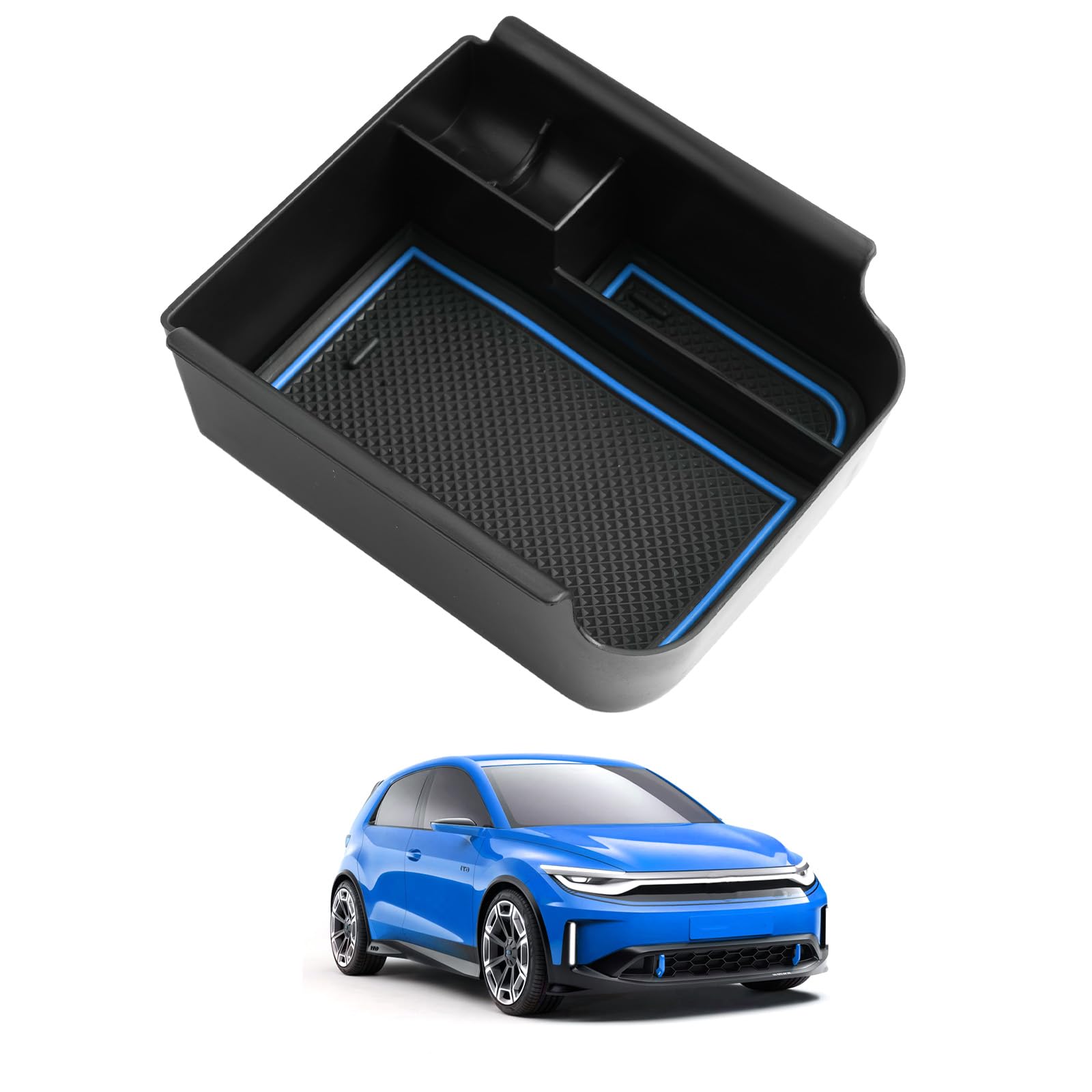 ASZSK Aufbewahrungsbox in der Mittelkonsole für VW Golf 8 MK8 8.5 GTI GTD GTE 2020-2024 2025 2026,Ablage in der Armlehne, Mit rutschfestem Bodenpolster Verschiedene Stauräume