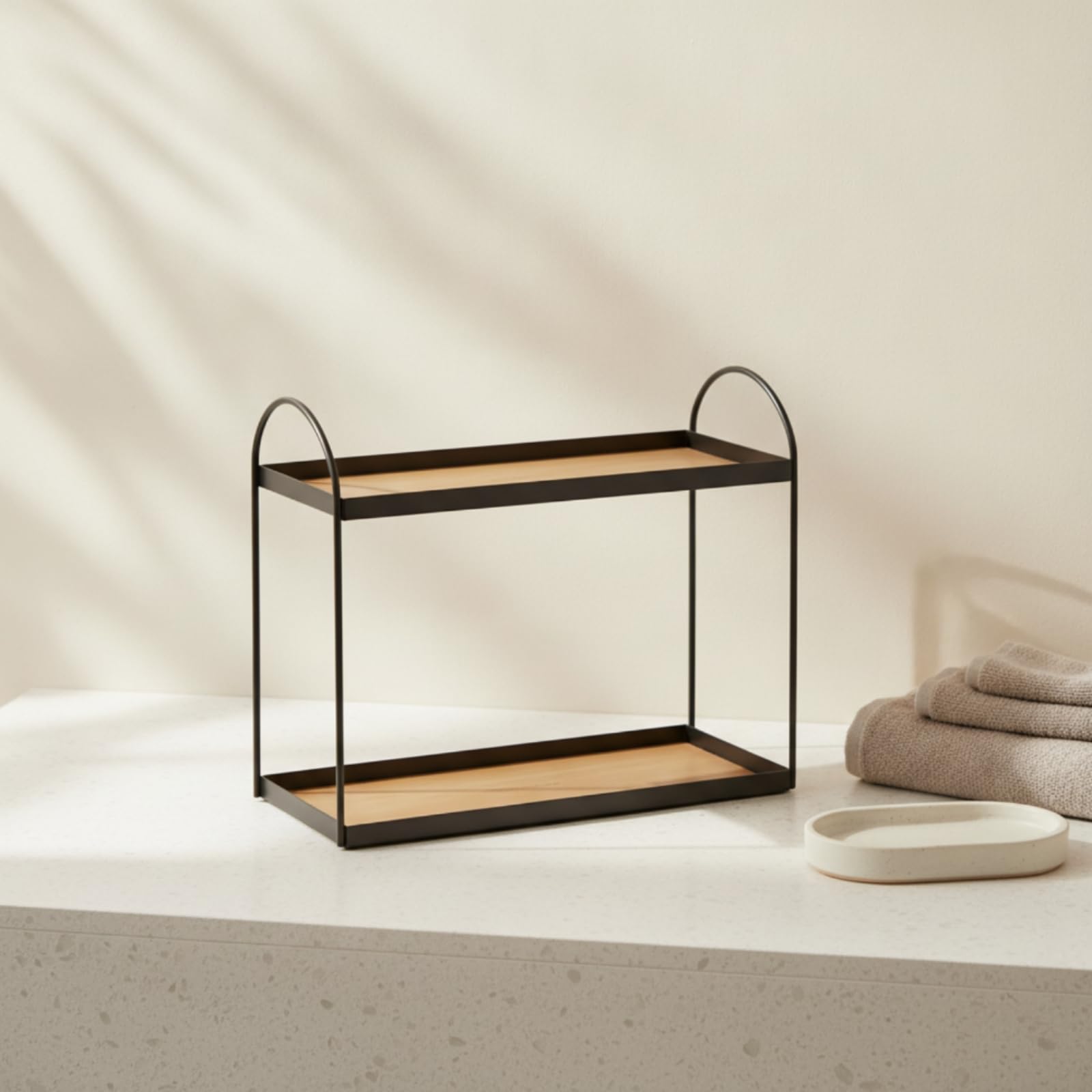 F Fityle Repisa Organizadora Maquillaje y Perfumes con Estructura Resistente Hierro para Vanitorio y Cómoda, Verde, Grande