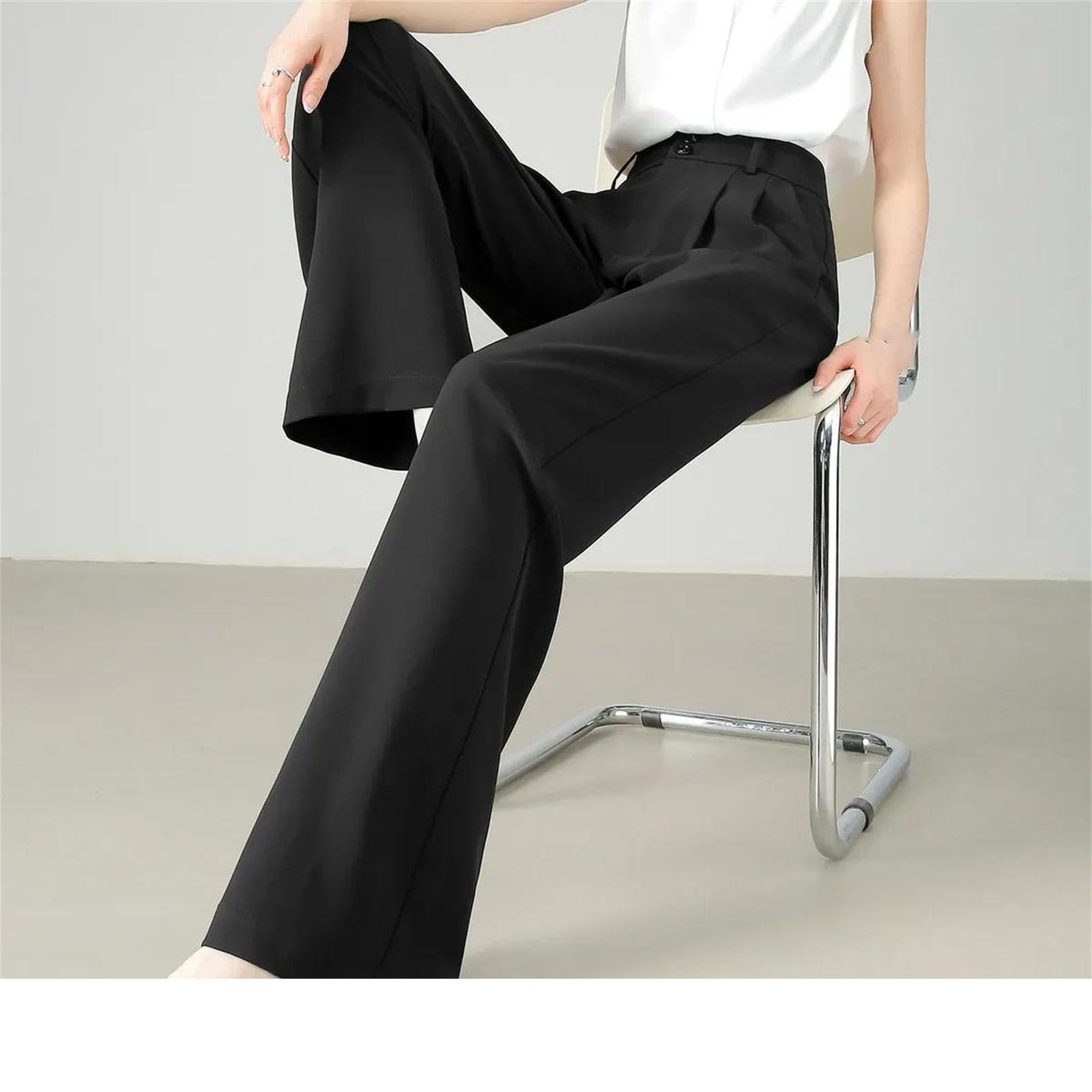 Pantalones de vestir casuales rectos para mujer, de verano, con protección solar, de secado rápido, pantalones de moda con cintura elástica