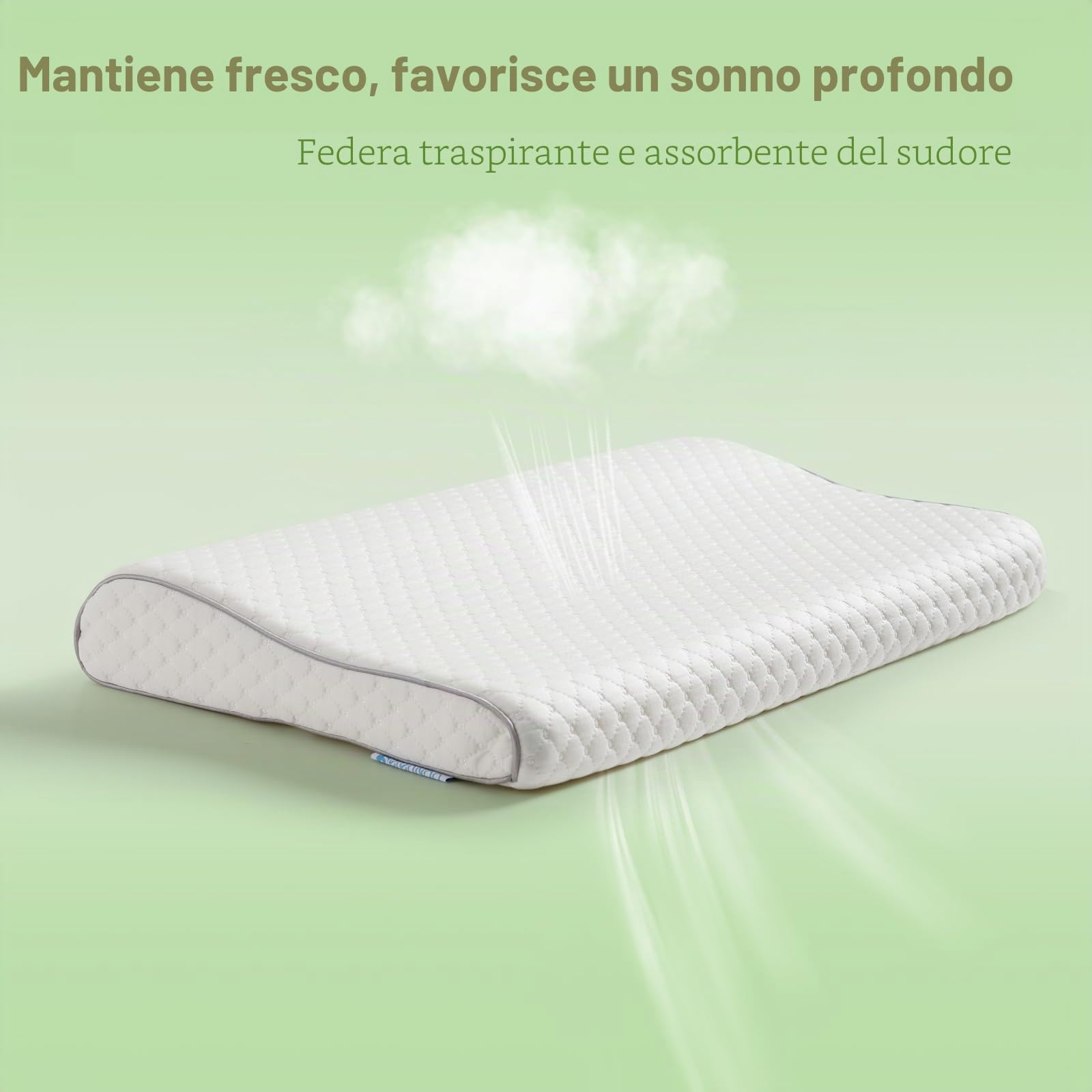 Cuscino per bambini da 3 a 10 anni, ergonomico, in memory foam, con rivestimento in cotone Öeko-Tex, 30 x 51 x 4/6 cm, 2 diverse altezze