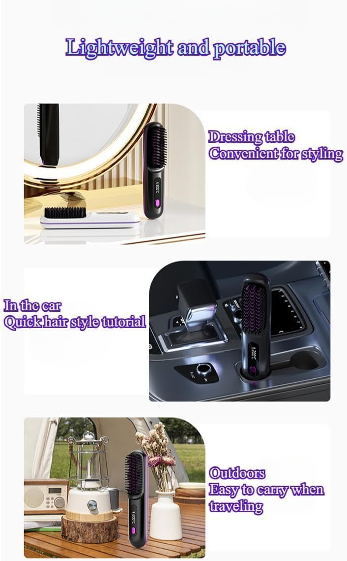 Cocoony Pour Cheveux Courts Brosse Lissante, Avec Affichage Led Pour Coiffage Quotidien (Violet)