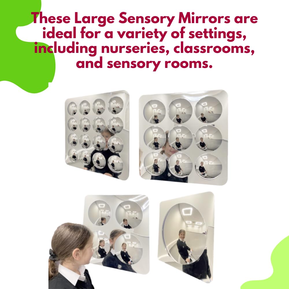 SPARK & WOW Miroir Mural Sensoriel Pour Tout-petits | Géant | 9 Bulles | Pour Enfants De 6 Mois Et Plus | Acrylique Facile à Nettoyer | Stimule Le Développement Cognitif