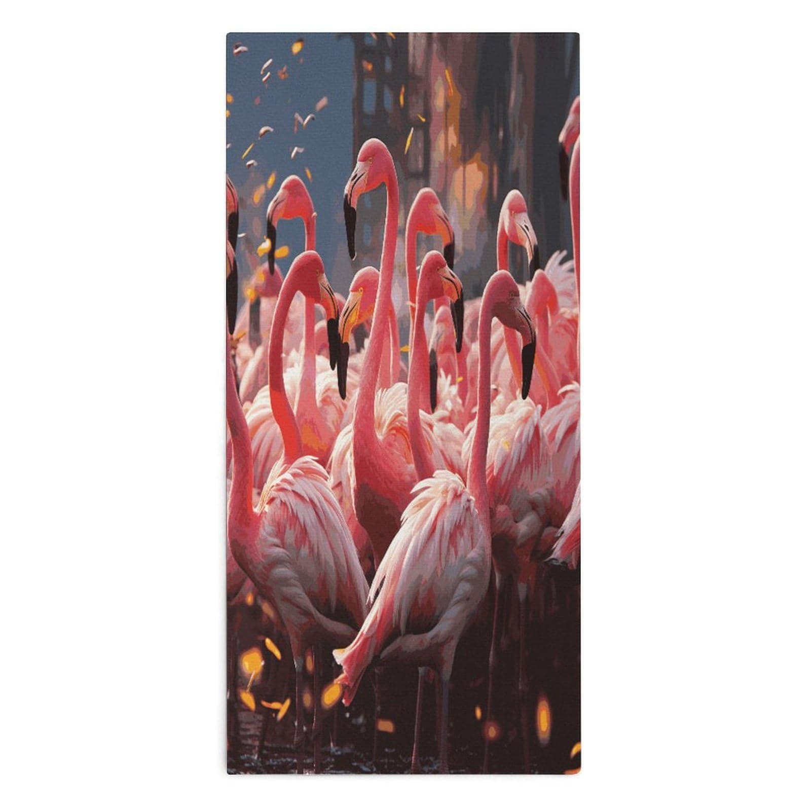 Fodpand Style Flamingos Partying Microfiber Towels, Decorative Bath Towel Soft & Lightweight, Hand Towels Multipurpose Use For Bathroom, Pool, Gym, Spa, And Hotel Use