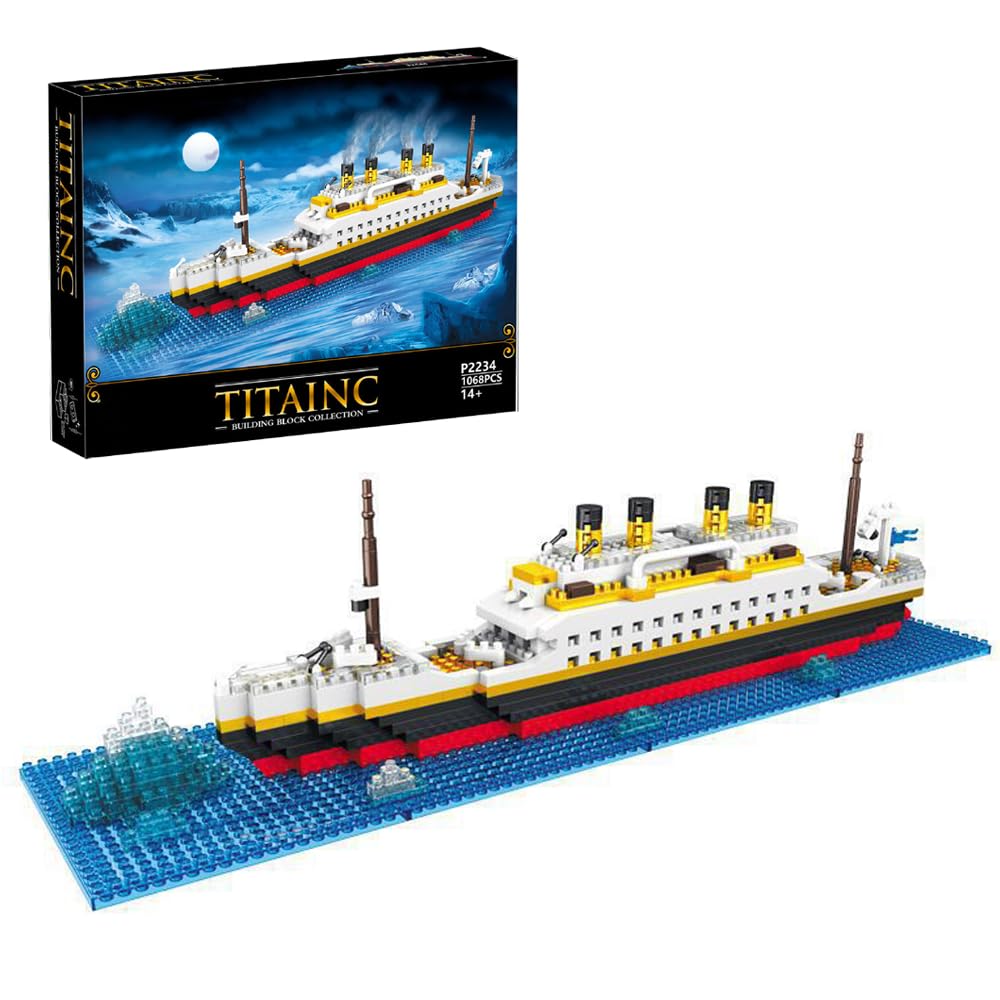 Titanic Model Building Block Set, 1068 Pieces Build and Display Cruise Ship Titanic Model