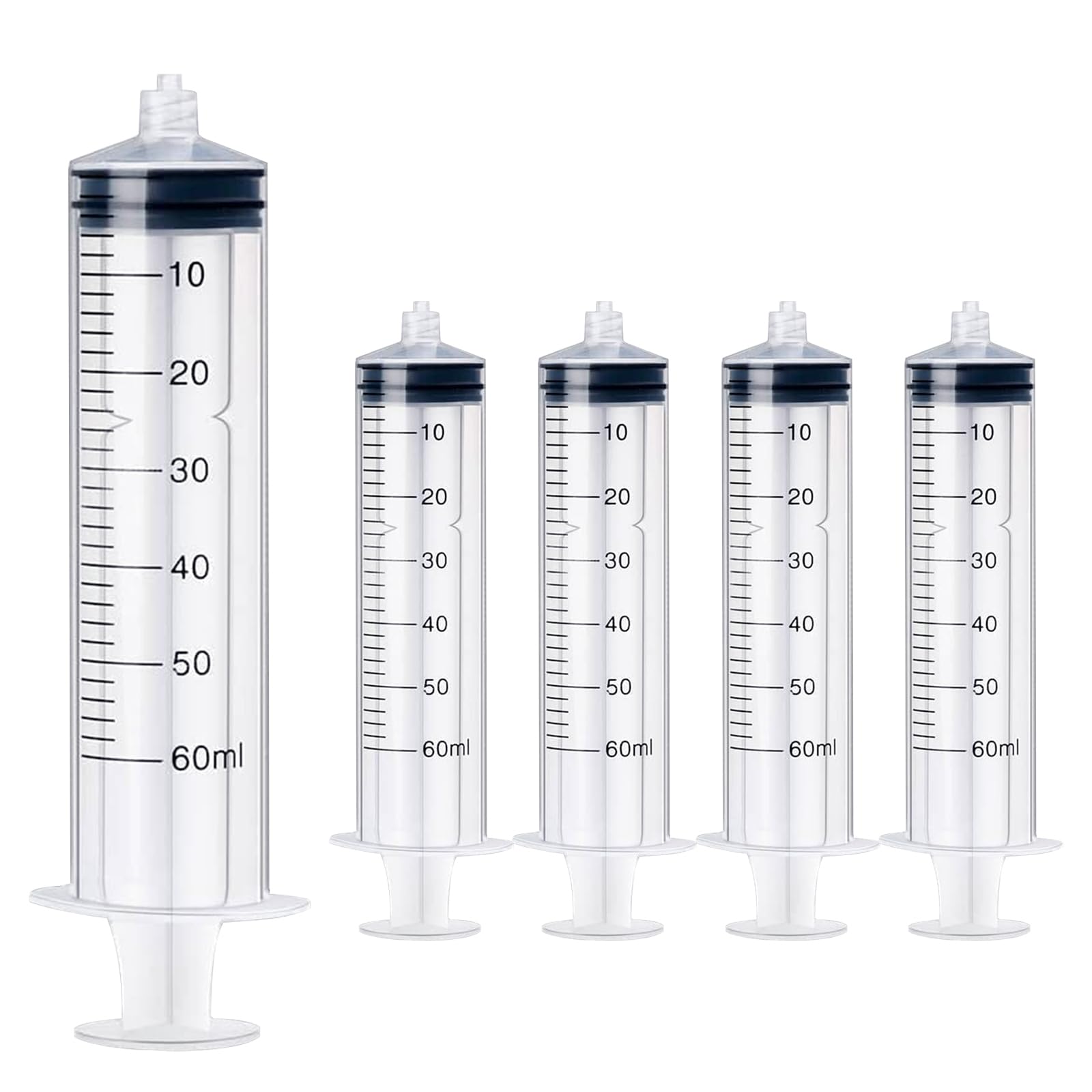 4 Pack 60ml Plastic Luer Lock Syringe, Measuring Syringe Individually Sealed for Scientific Labs, Measuring Liquids, Feeding Pets, Watering Plants, Oil or Glue Applicator (60ml, 4, Plastic)